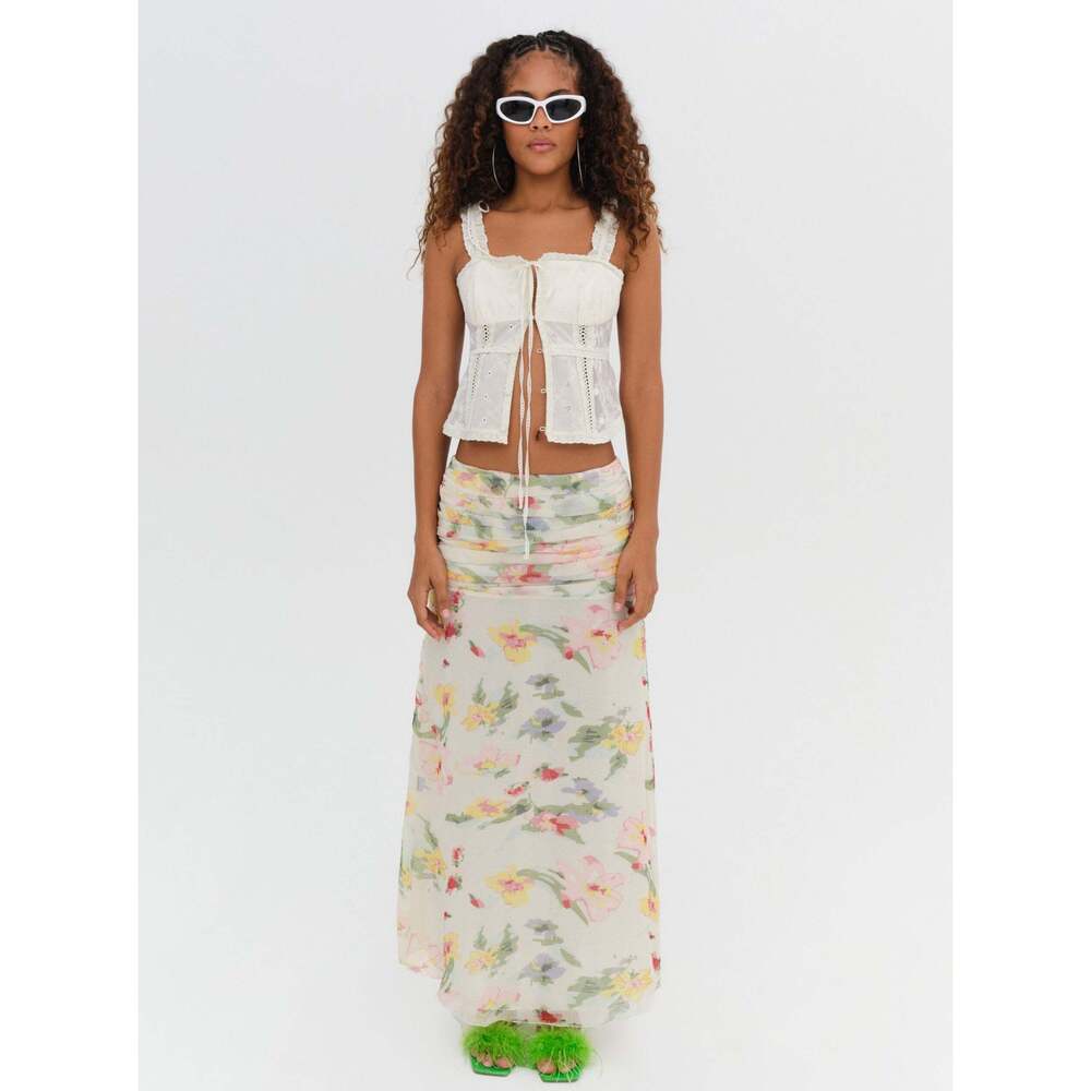 NWT For Love & Lemons Abby Maxi Skirt Size MM / Multi